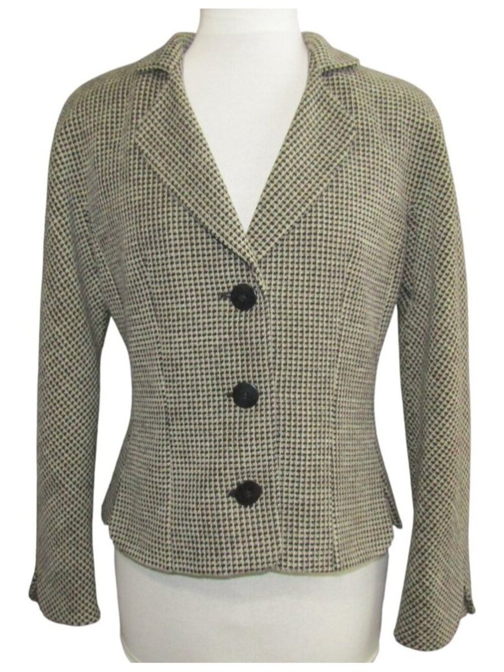 Vintage Giorgio Armani Le Collezioni Houndstooth Jacket Size 8 Black Gray Italy